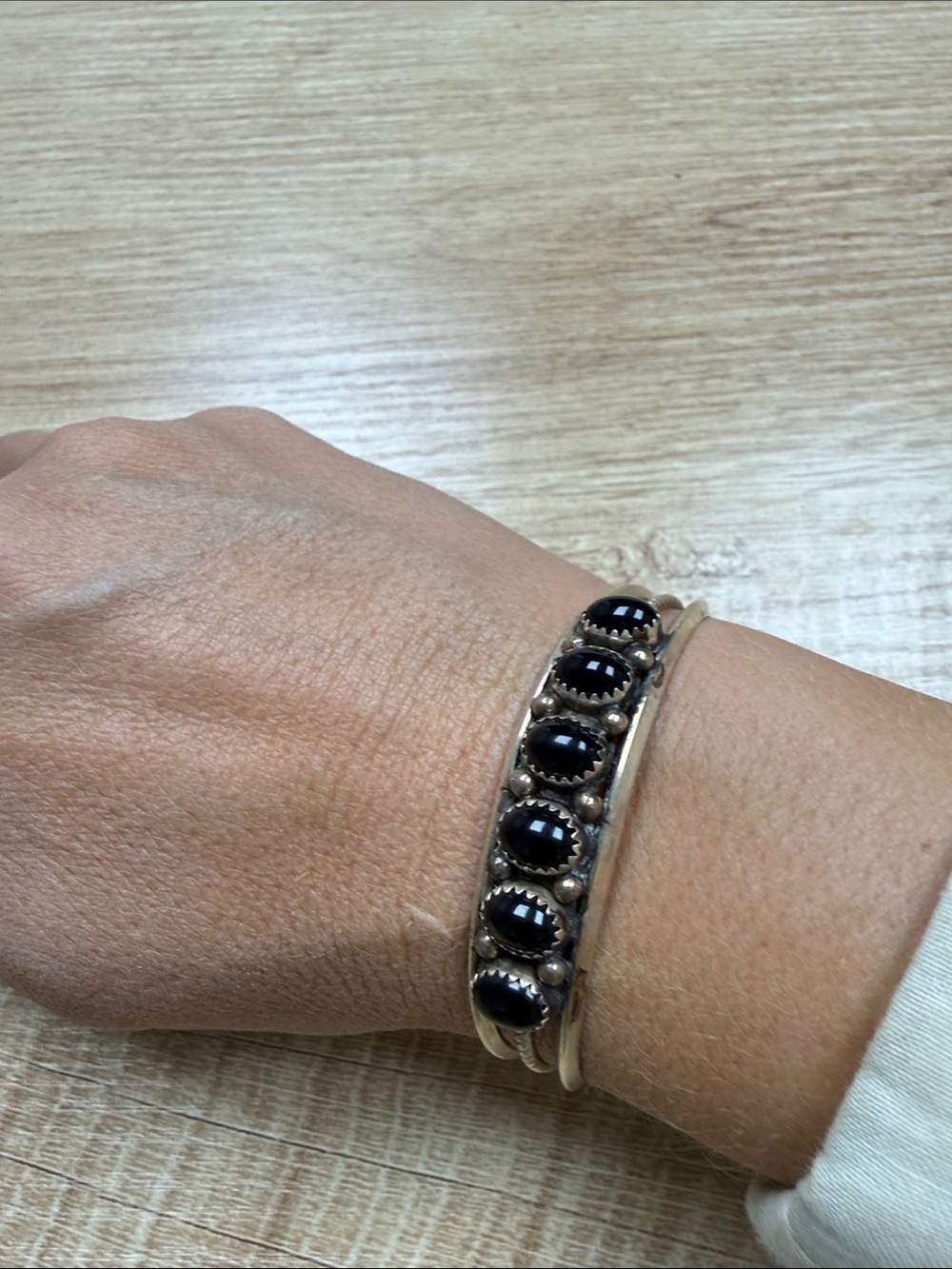 Sterling Silver Black Onyx Cuff Bracelet - Elegant Women's Jewelry